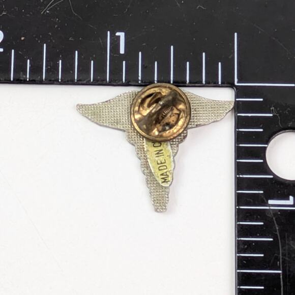 Vtg Caduceus Medical Symbol Pin Silver Tone Metal Lapel Badge Made in China 2000 - Picture 3 of 3